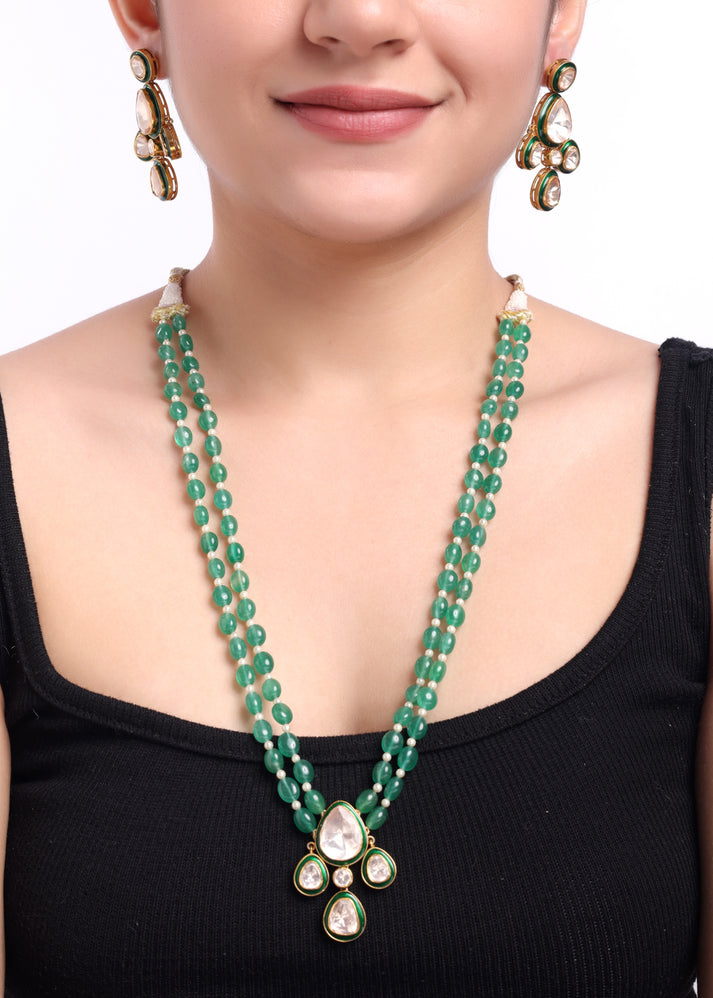 CY Sica Jewellery Green Meena Necklace Set Front 3