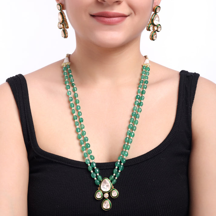 CY Sica Jewellery Green Meena Necklace Set Front 2