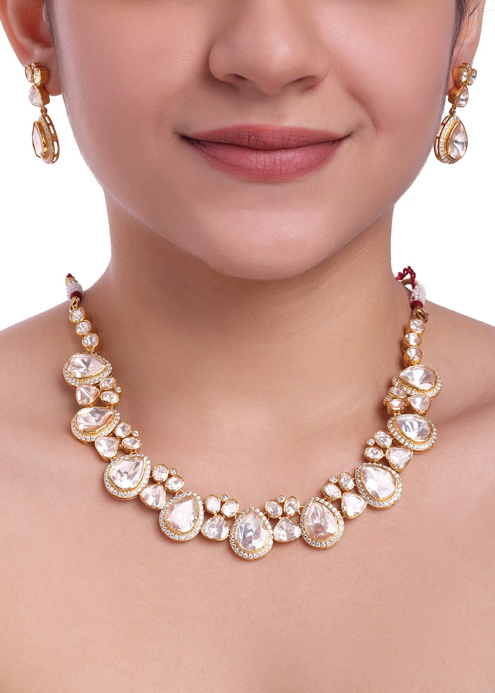 CY Sica Jewellery Nitara Polki Necklace Set Front 2