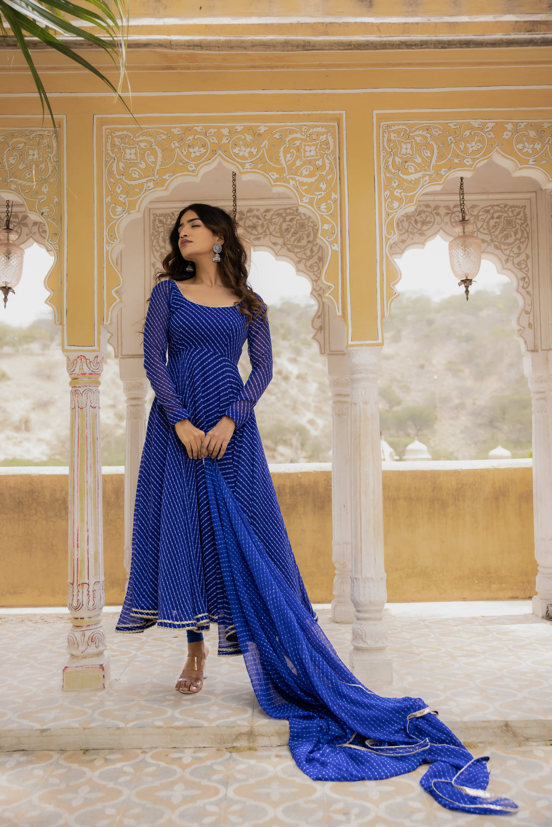 Vaani Royal Blue Bandhani Anarkali Set