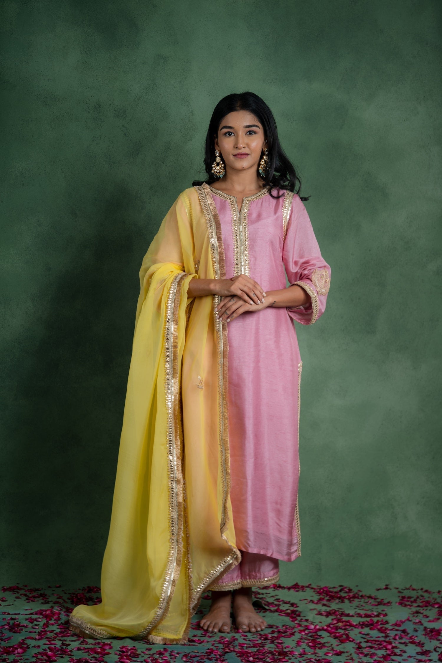 CY Gulmohar Gulbahaar Suit Set With Embroidered Dupatta Front 1