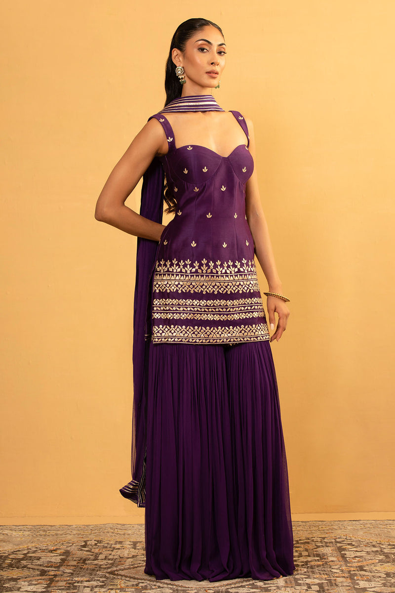 CY Esha Koul Purple Sharara Set Front 2