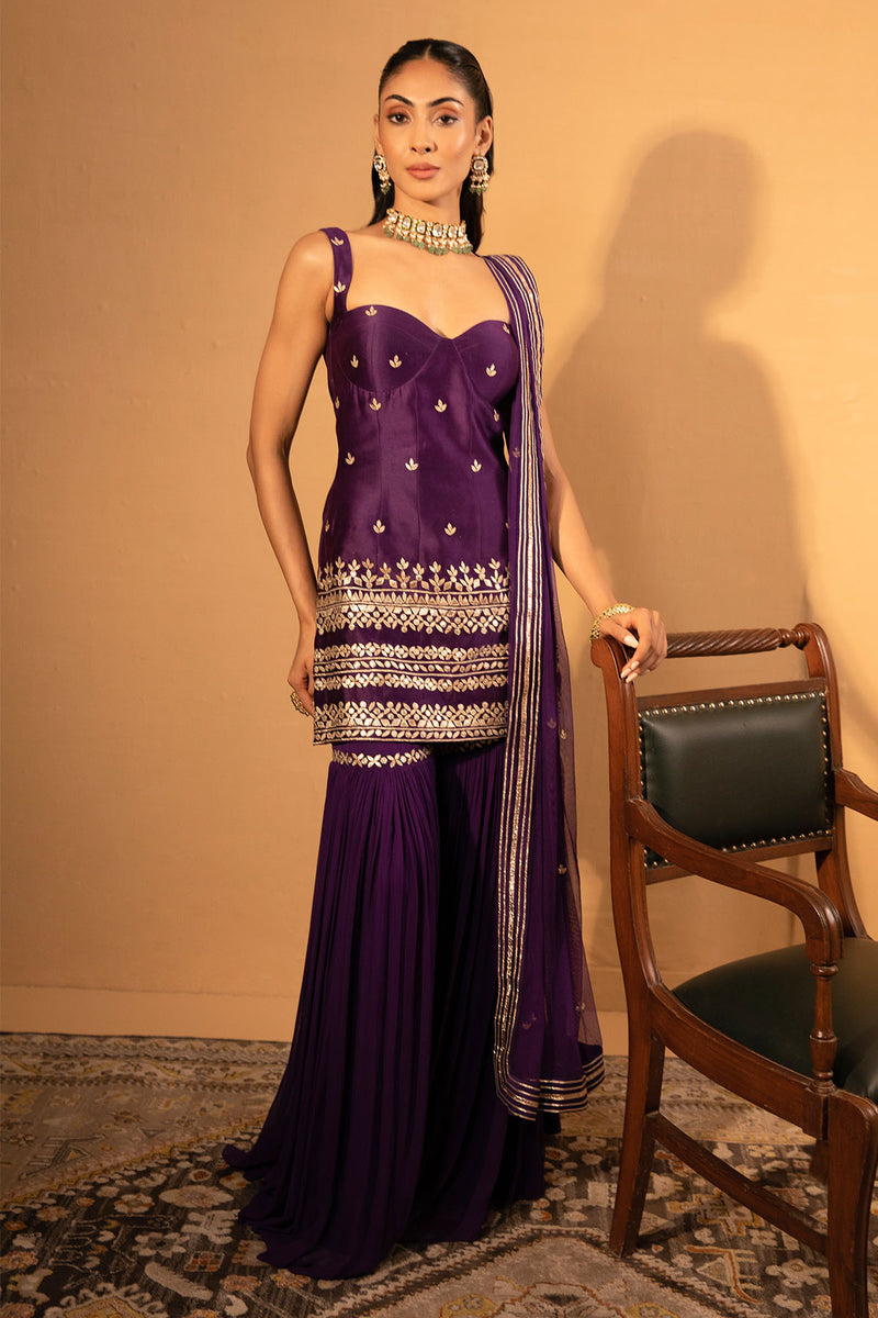 CY Esha Koul Purple Sharara Set Front 1