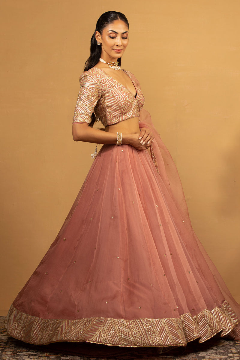 CY Esha Koul Onion Pink Lehenga Set Side 1