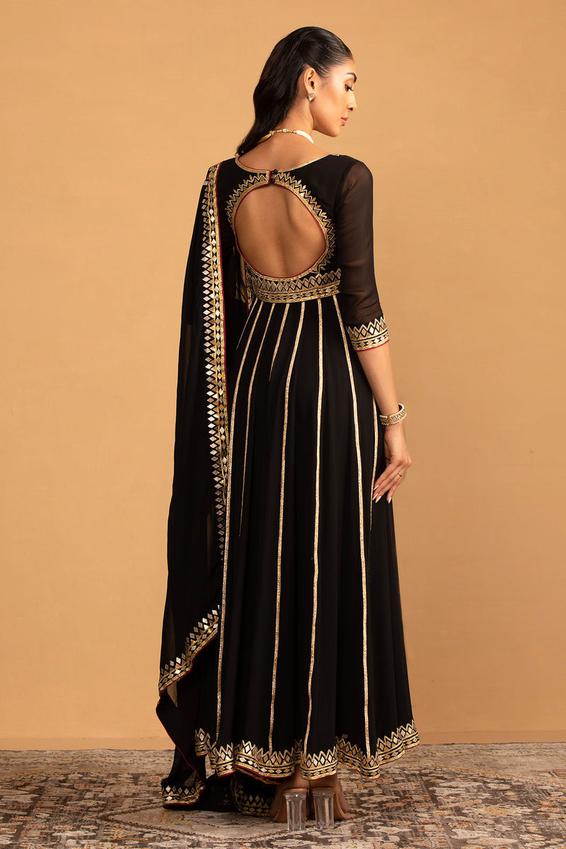 CY Esha Koul Black Anarkali Set Back 1