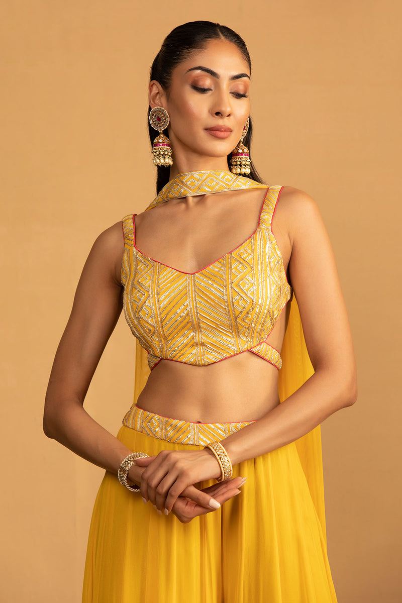 CY Esha Koul Yellow Palazzo Set Front 2