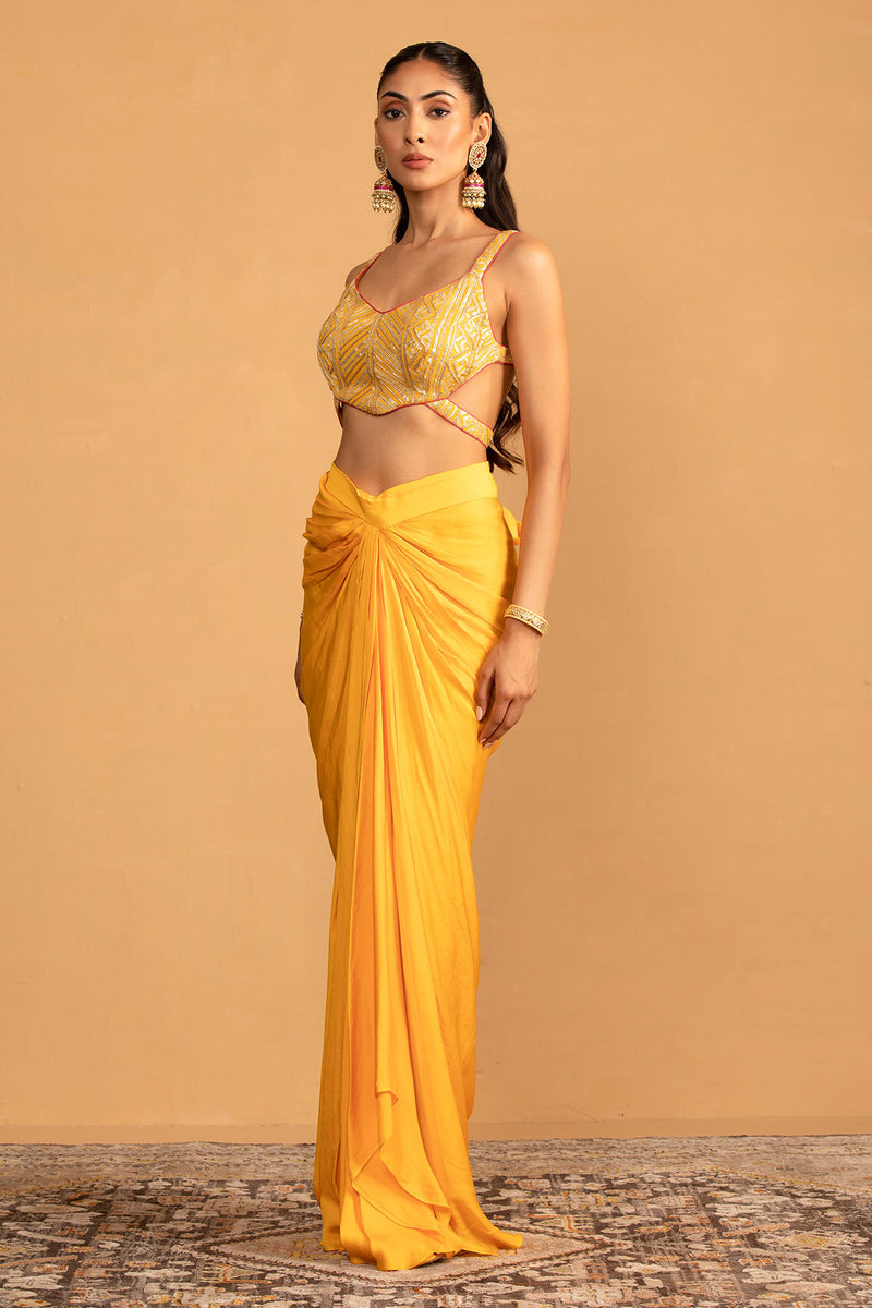 CY Esha Koul Yellow Dhoti Set Front 2