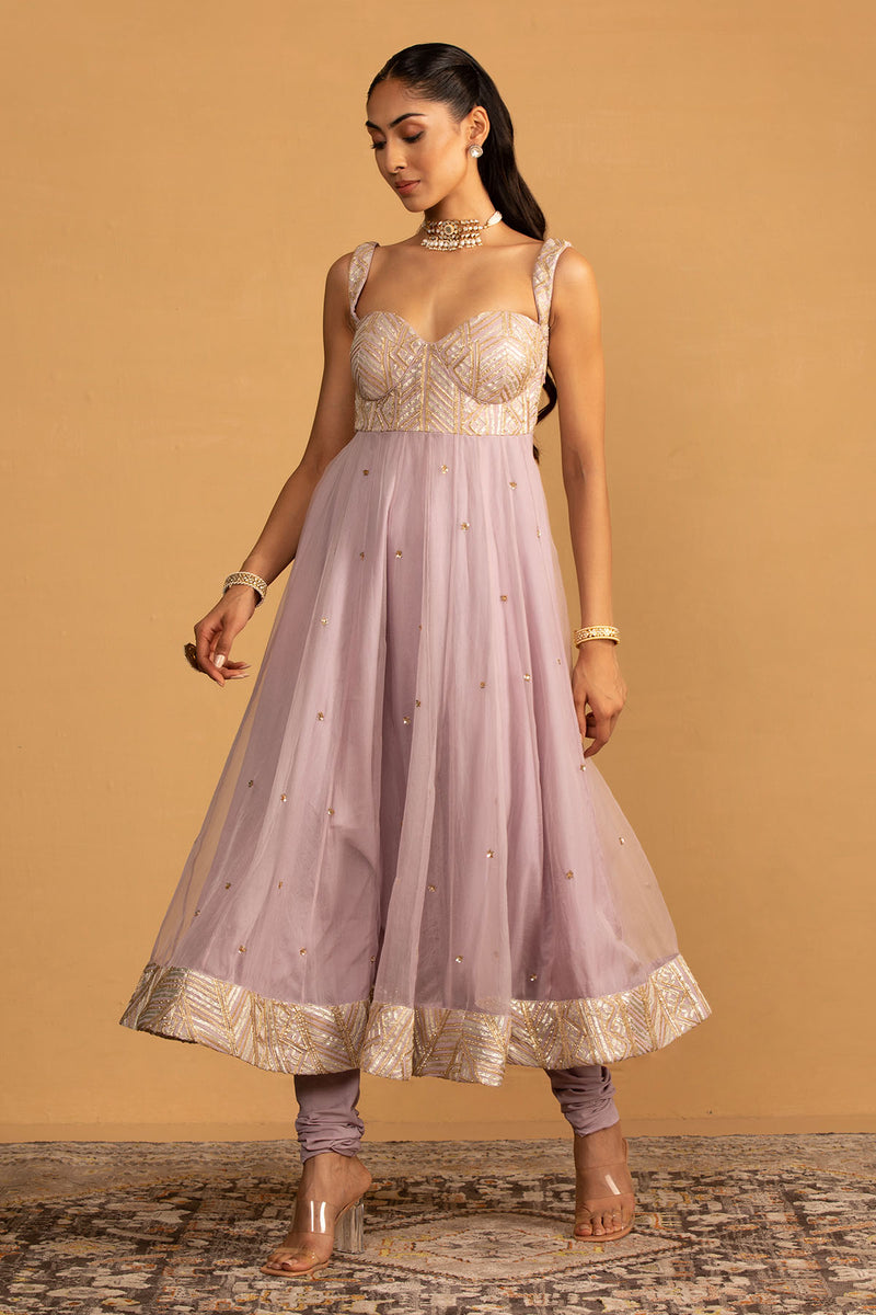 CY Esha Koul Lilac Anarkali Set Front 2