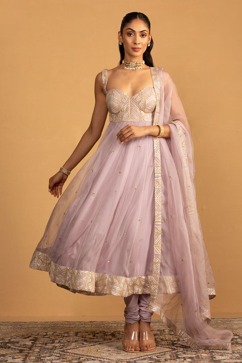 CY Esha Koul Lilac Anarkali Set Front 1