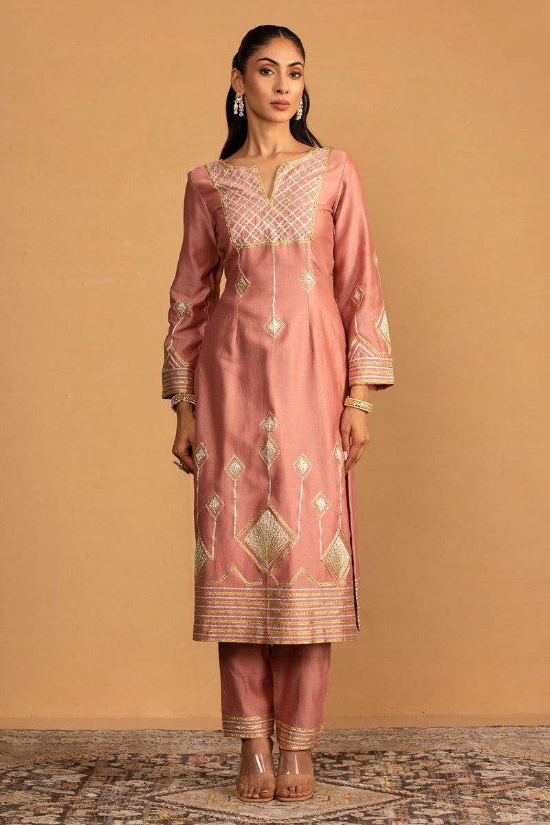 CY Esha Koul Champagne Kurta Set Front 3