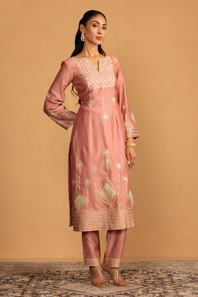 CY Esha Koul Champagne Kurta Set Front 2