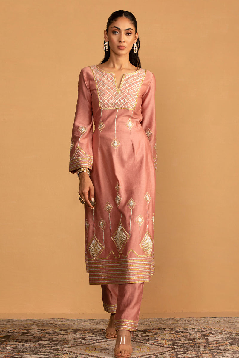 CY Esha Koul Champagne Kurta Set Front 1