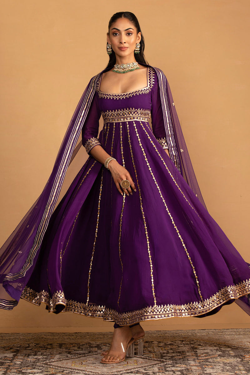 CY Esha Koul Purple Anarkali Set Side 2