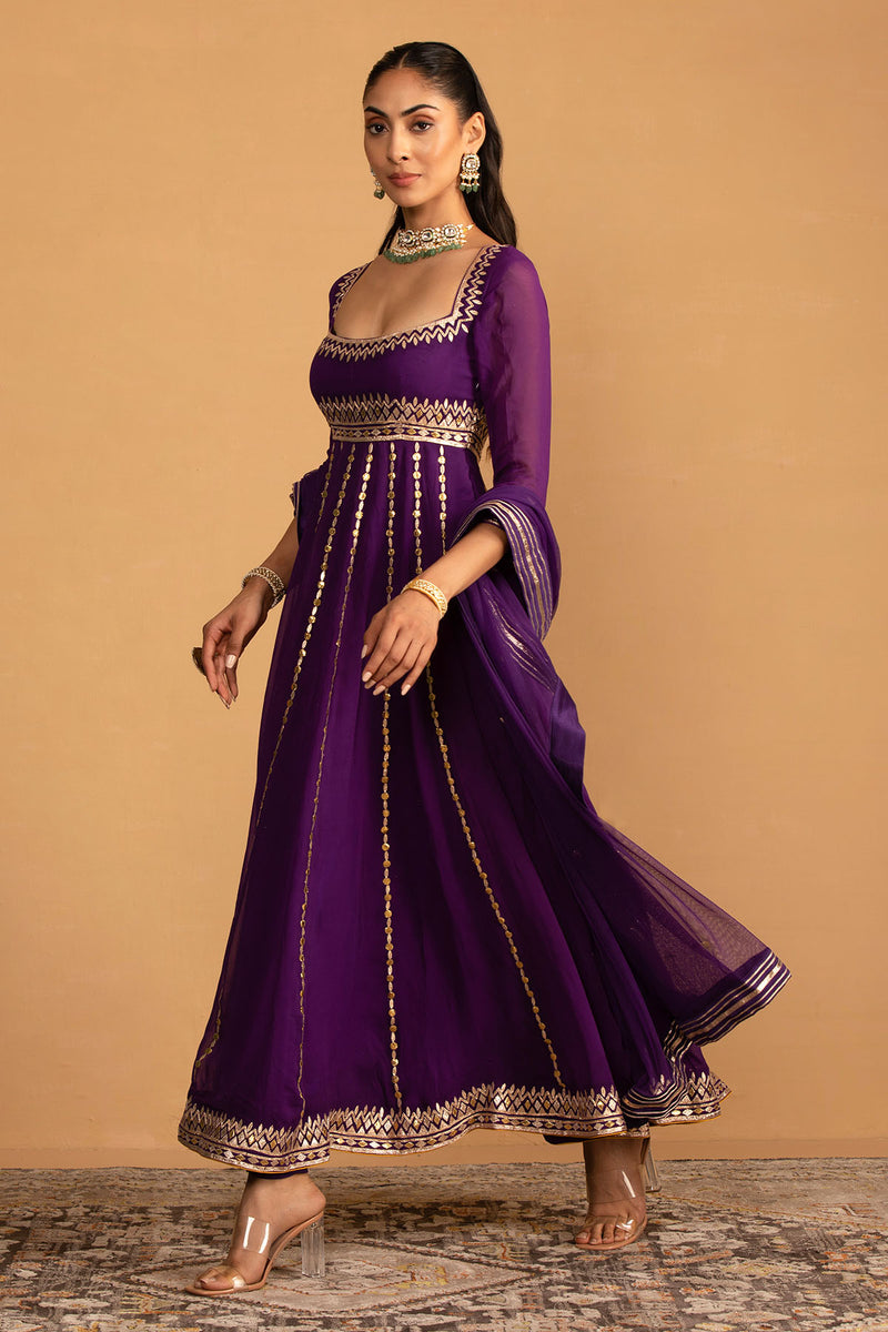 CY Esha Koul Purple Anarkali Set Side 1