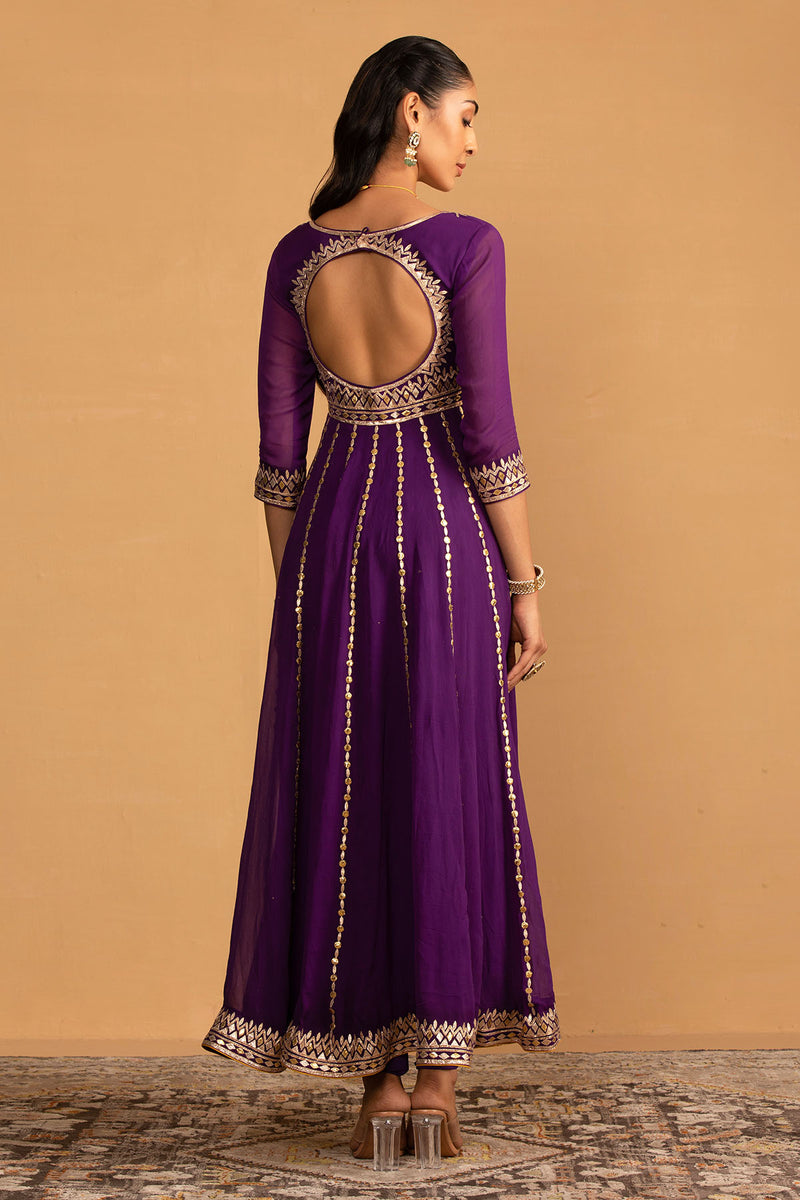 CY Esha Koul Purple Anarkali Set Side 3