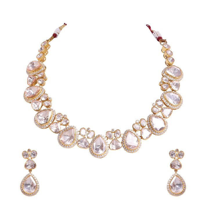 CY Sica Jewellery Nitara Polki Necklace Set Front 1