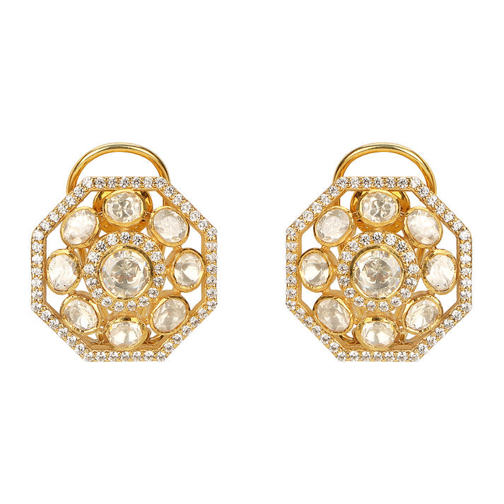 CY Sica Jewellery Octagon Polki Earrings Front 2