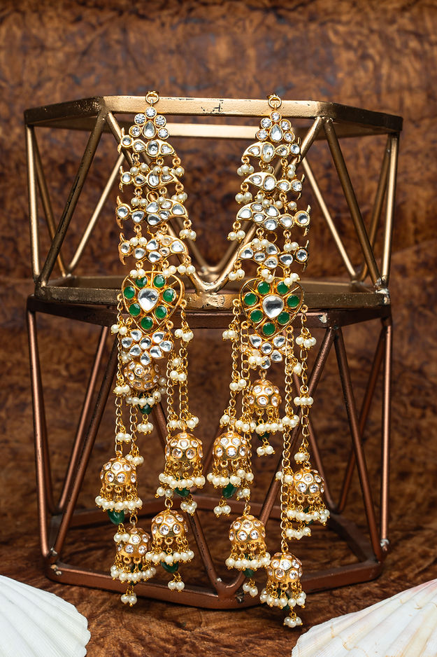 Jadau kashmiri style danglers With a polkie finish