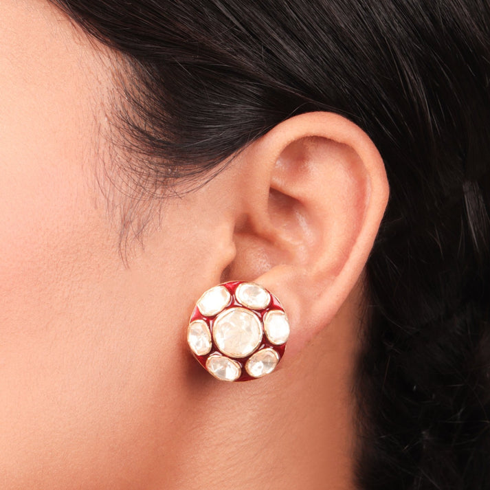 CY Sica Jewellery Red Meena Earrings Front 1