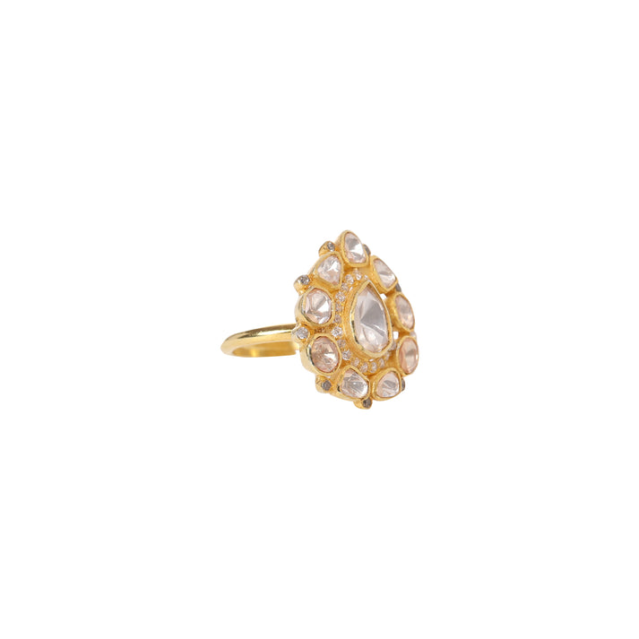 CY Sica Jewellery Pear Polki Ring Front 3