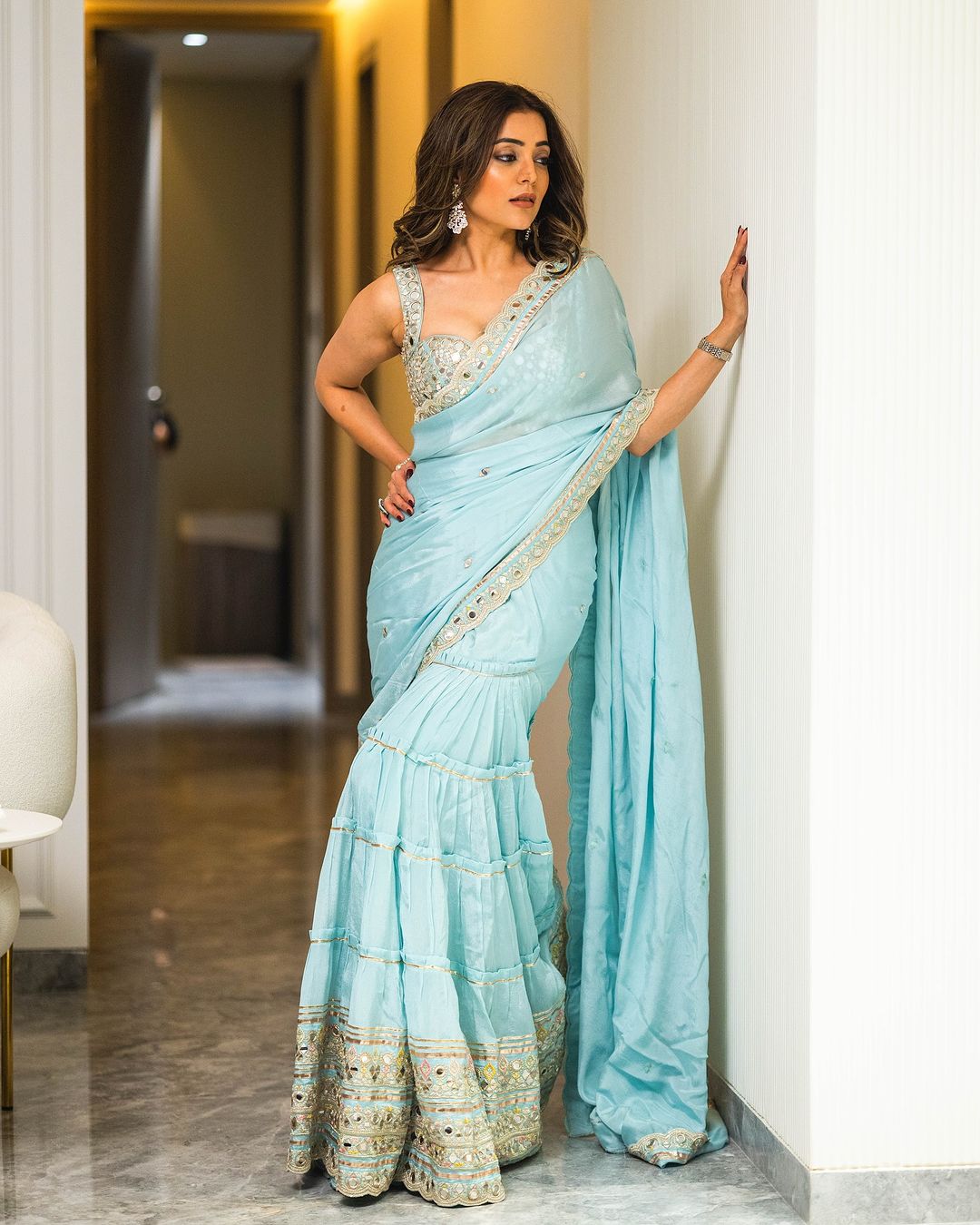 CY Gopi Vaid Nisha Aggarwal In Anusha Saree Set Front 1