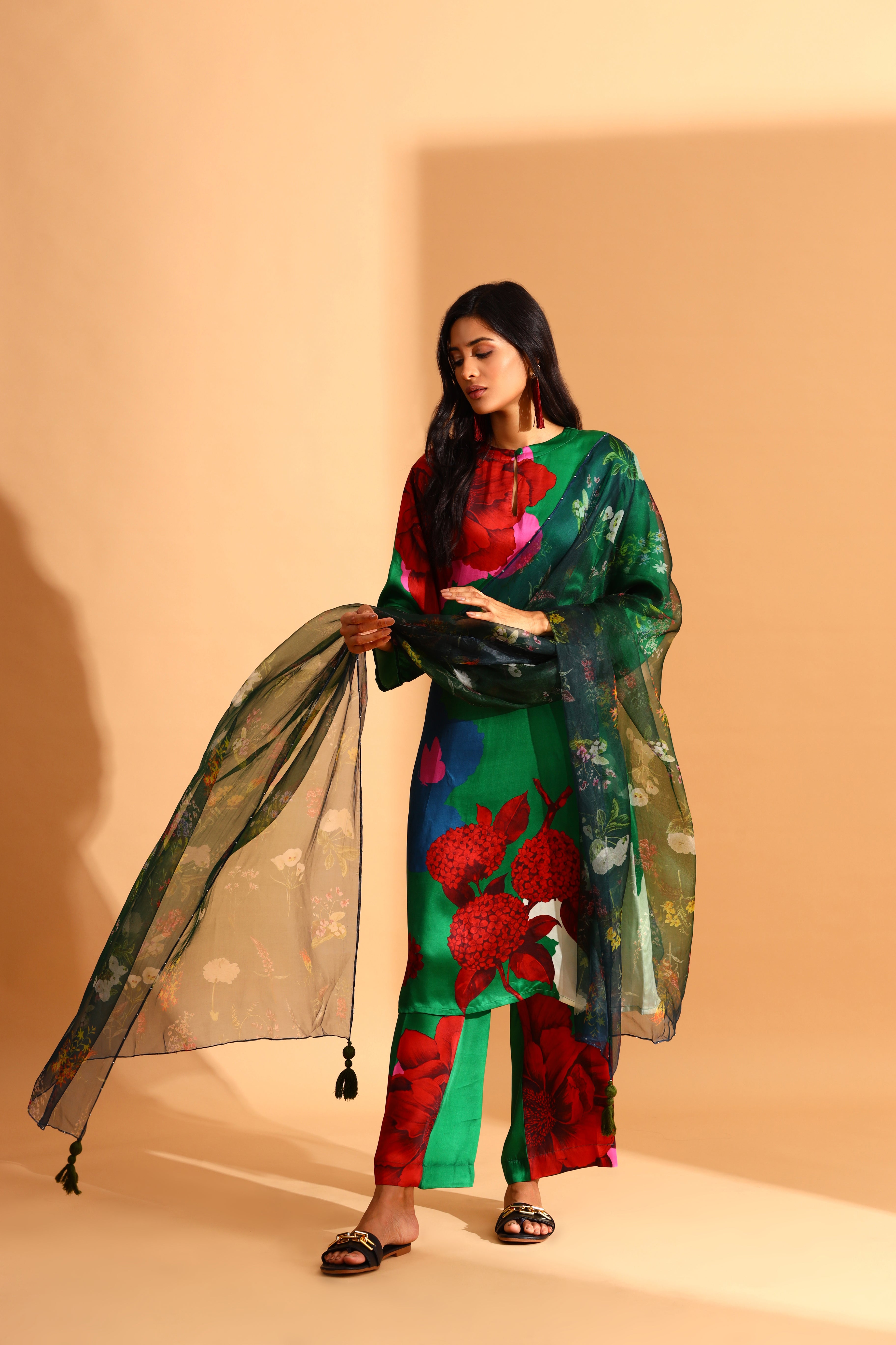 Evergreen Co-Ord Set  With Dupatta