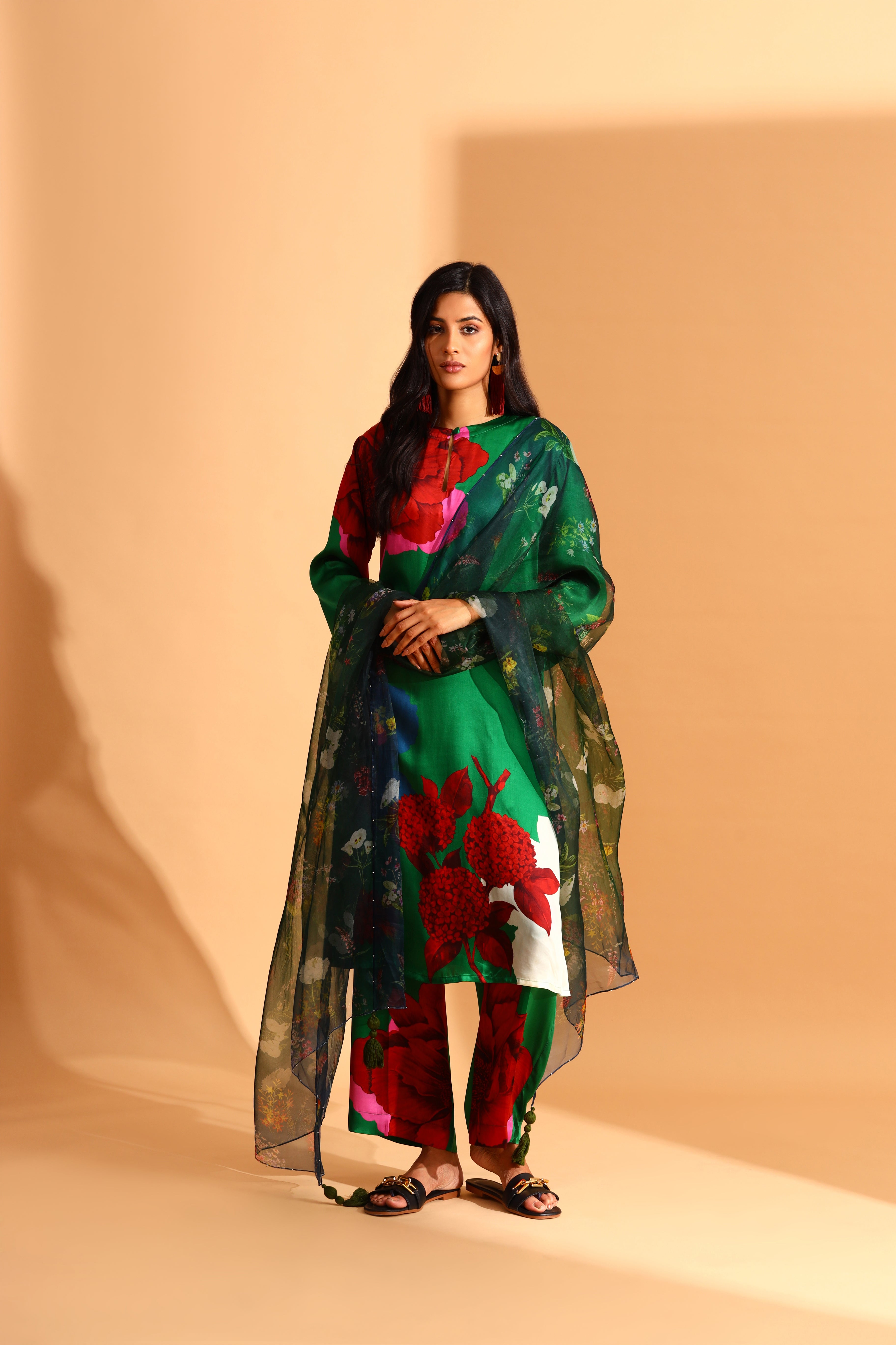 Evergreen Co-Ord Set  With Dupatta