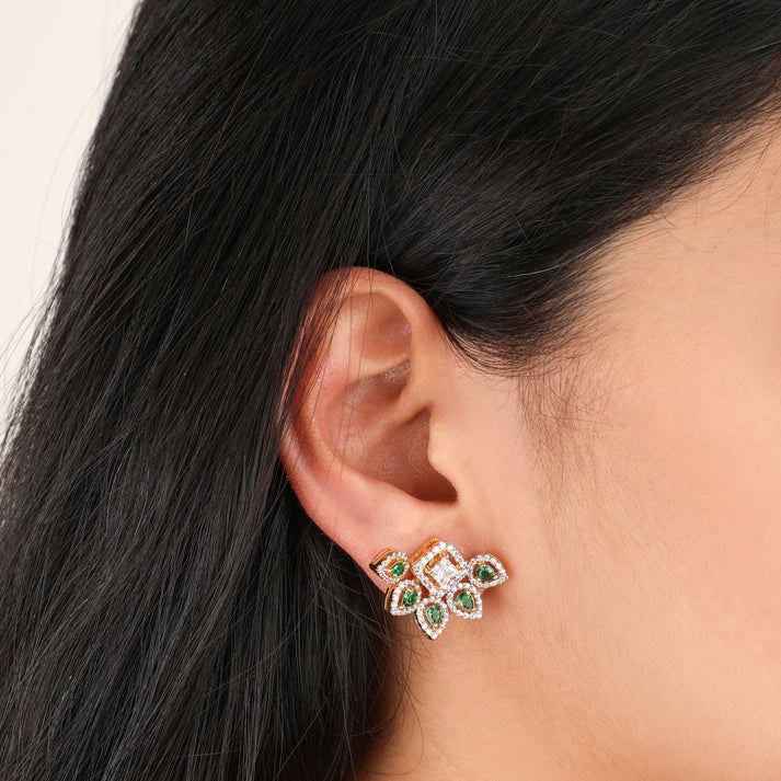 CY Sica Jewellery Faux Emerald Earrings Front 2