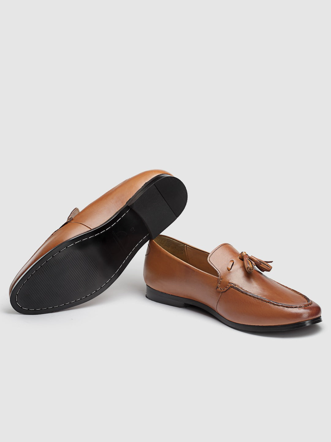 Genuine Leather Tan Formal Tassel Loafers