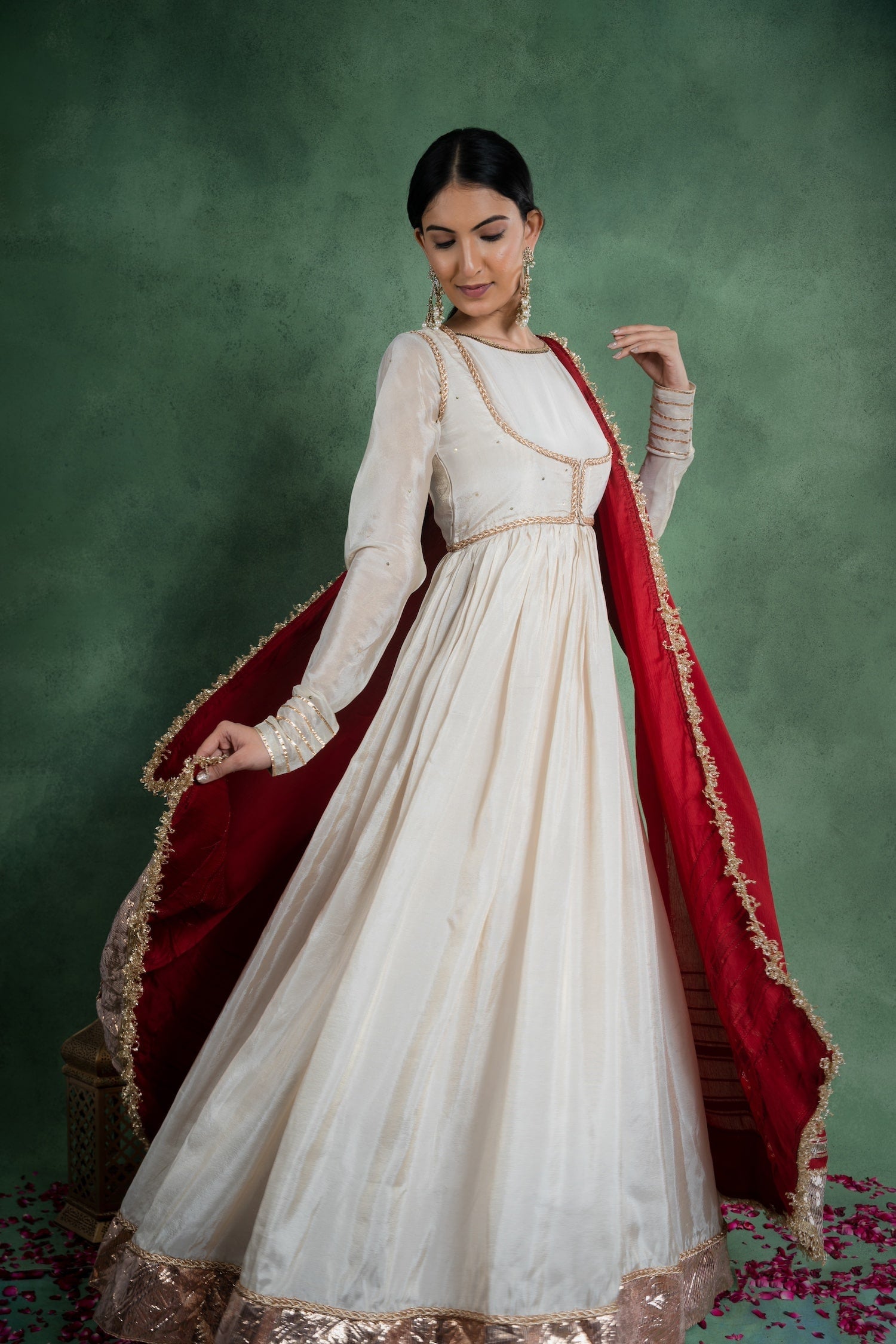 CY Gulmohar Sitaraa Anarkali Dress With Embroidered Dupatta Side 1