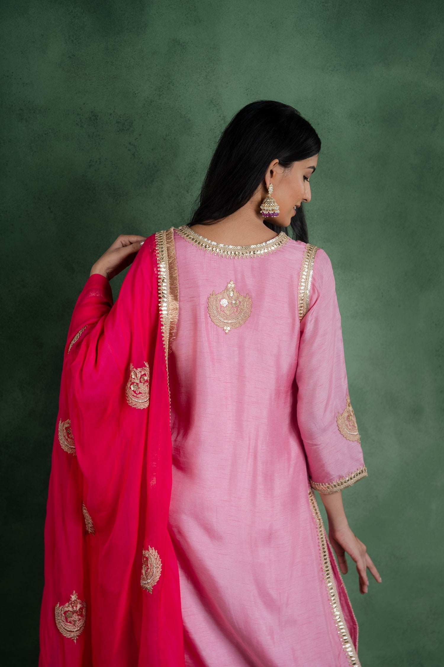 CY Gulmohar Gul Suit Set With Embroidered Dupatta Back 1