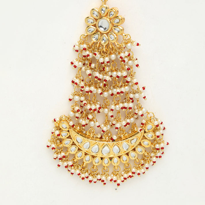 Kundan Passa/ Jhoomar With White Pearl