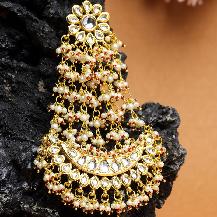 Kundan Passa/ Jhoomar With White Pearl