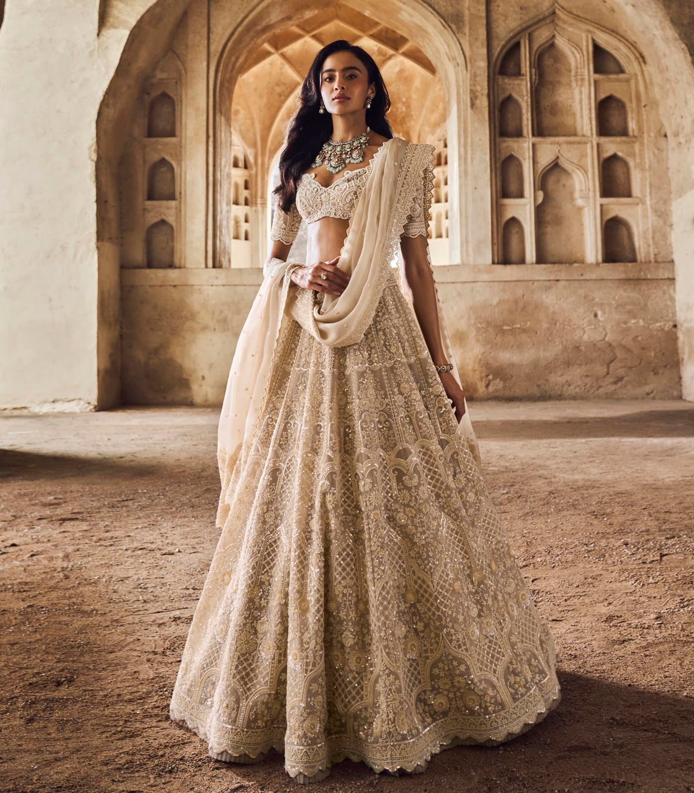 Greyish Ivory Meena Lehenga Set