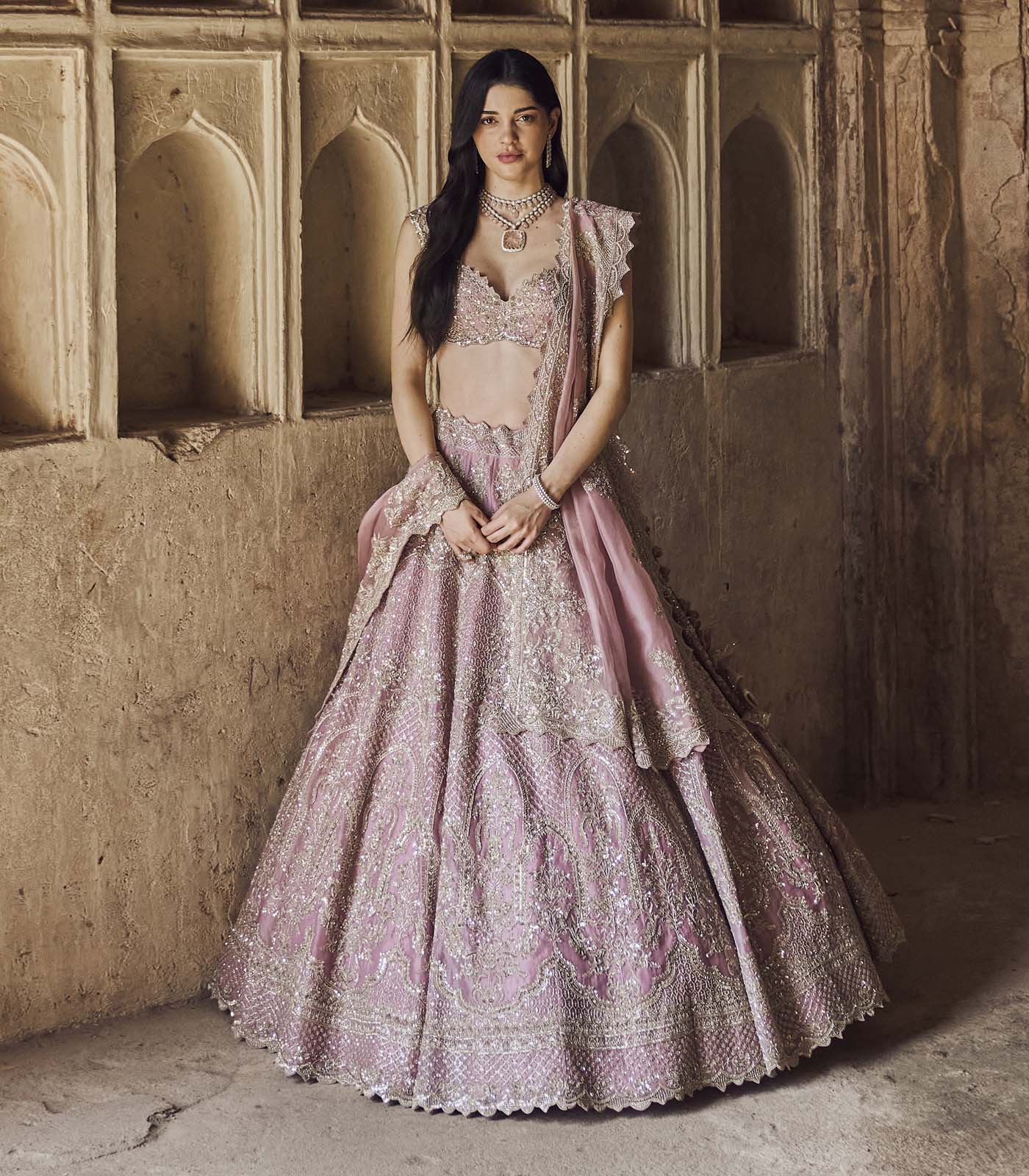 CY Anushree Reddy Blush Pink Akhila Lehenga Set