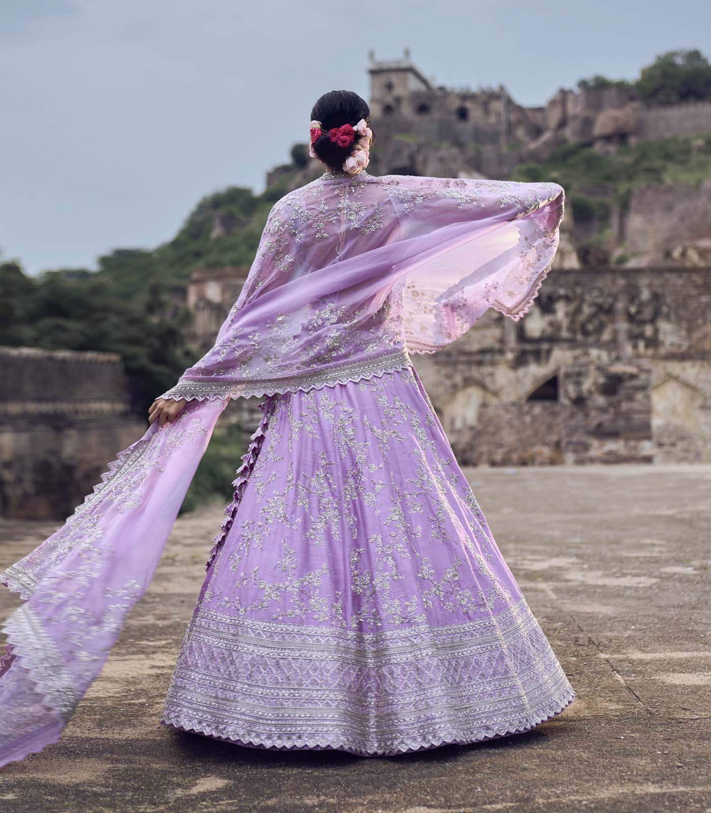 CY Anushree Reddy Lavender Jiya Lehenga Set Backside