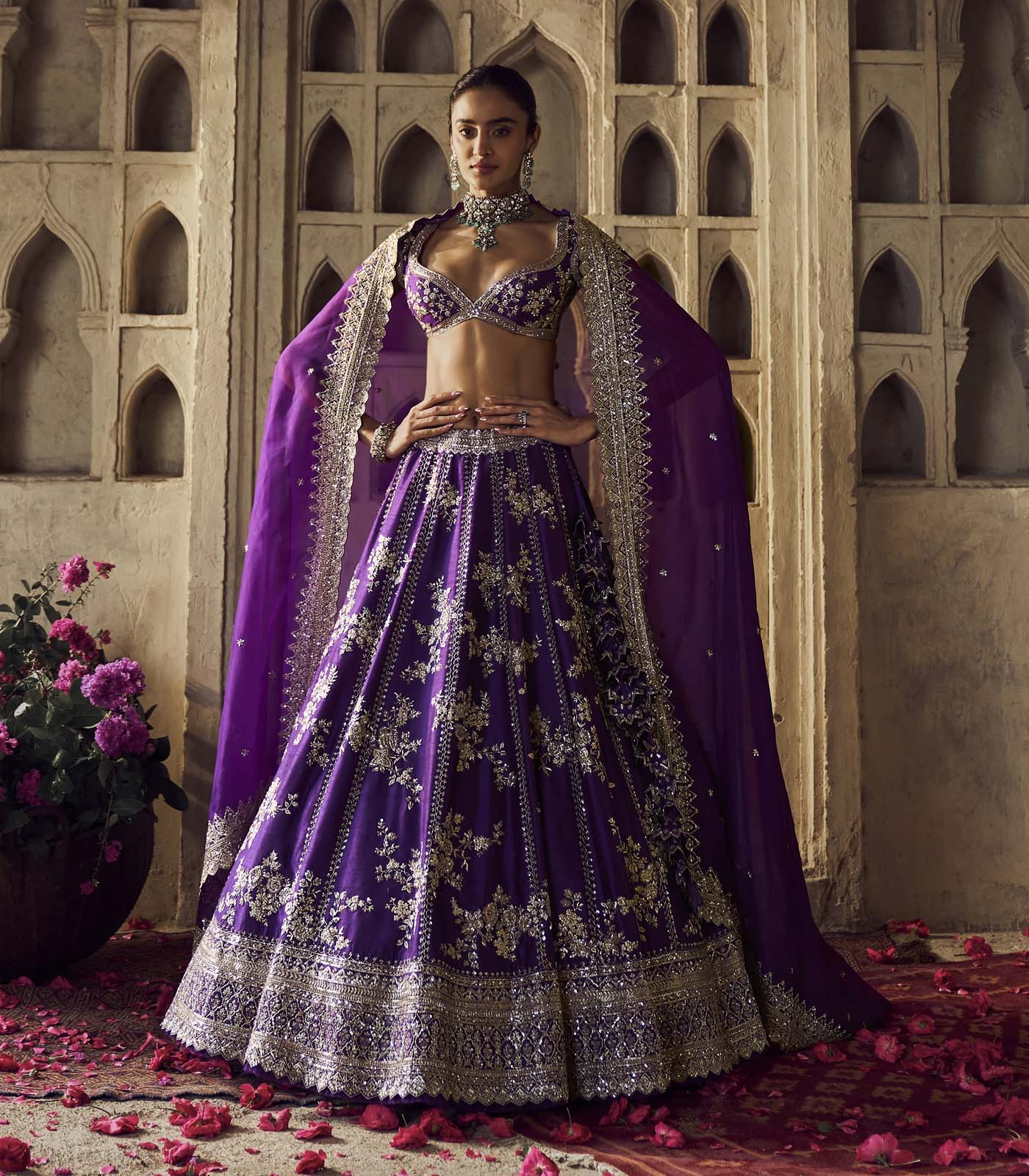 CY Anushree Reddy Purple Embroidered Lehenga Set