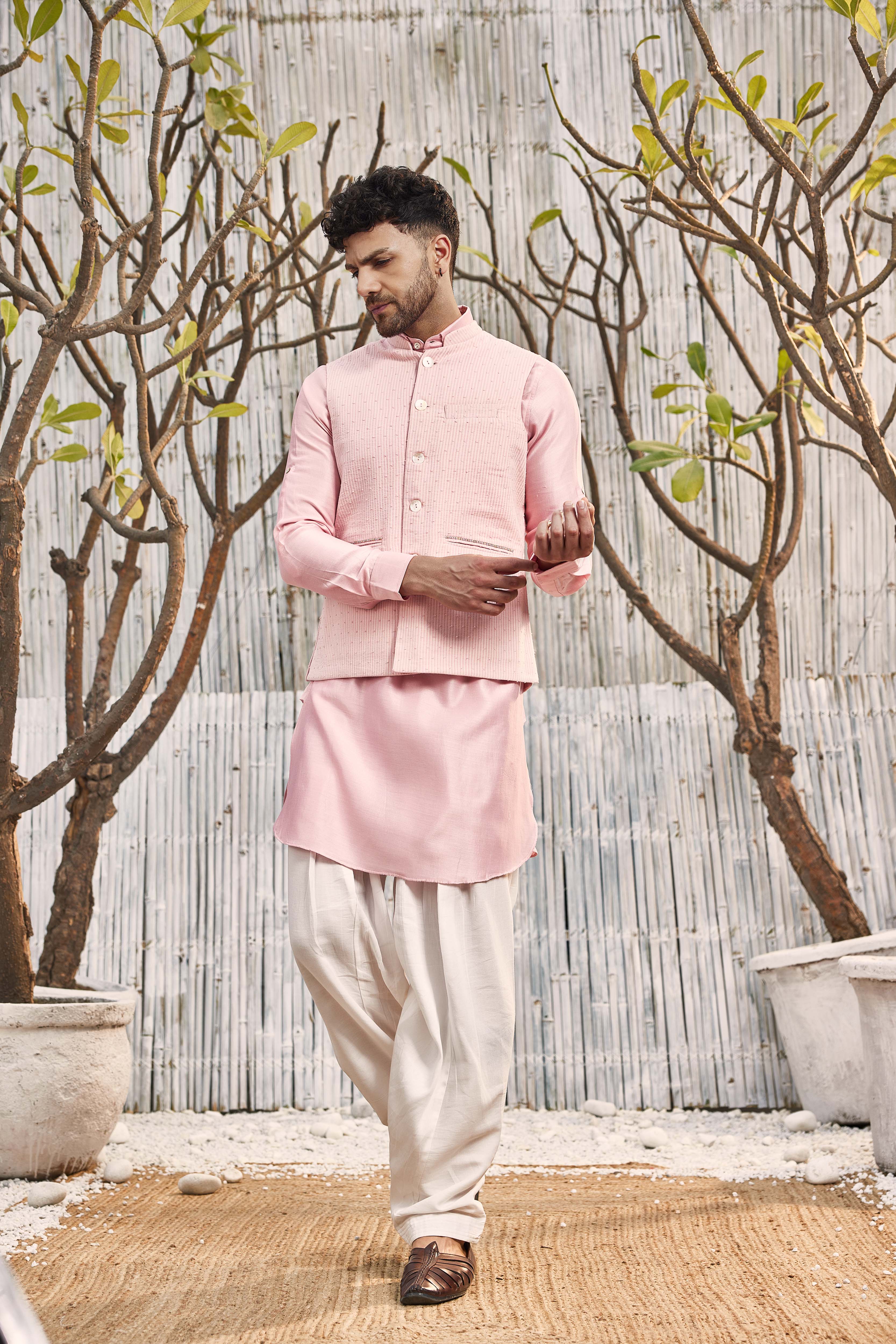 CY Charkhee Pastel Pink Chanderi Pathani With Salwar Front 2