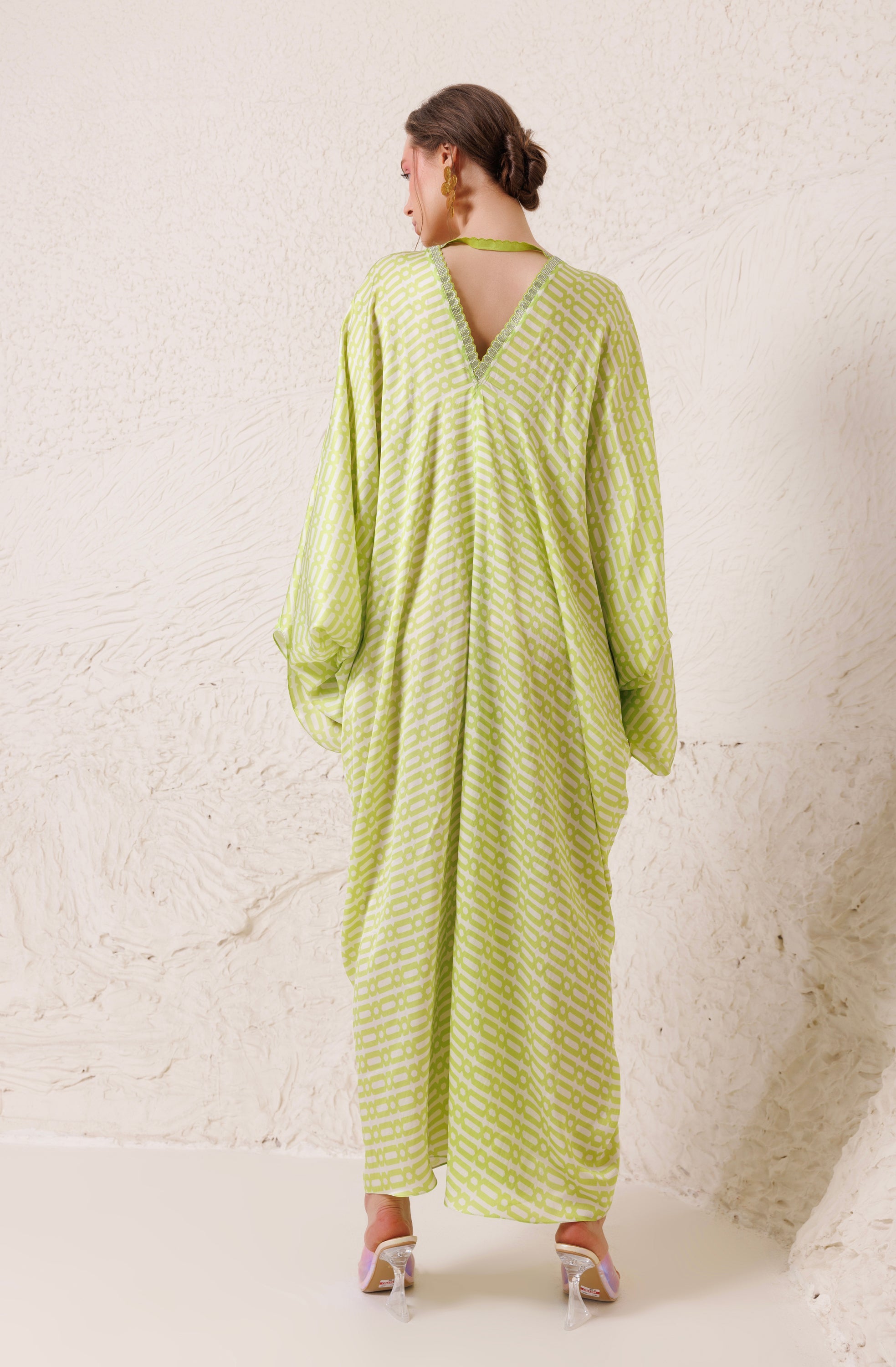 CY Chhaya Mehrotra Lush Green Kaftan Back 1