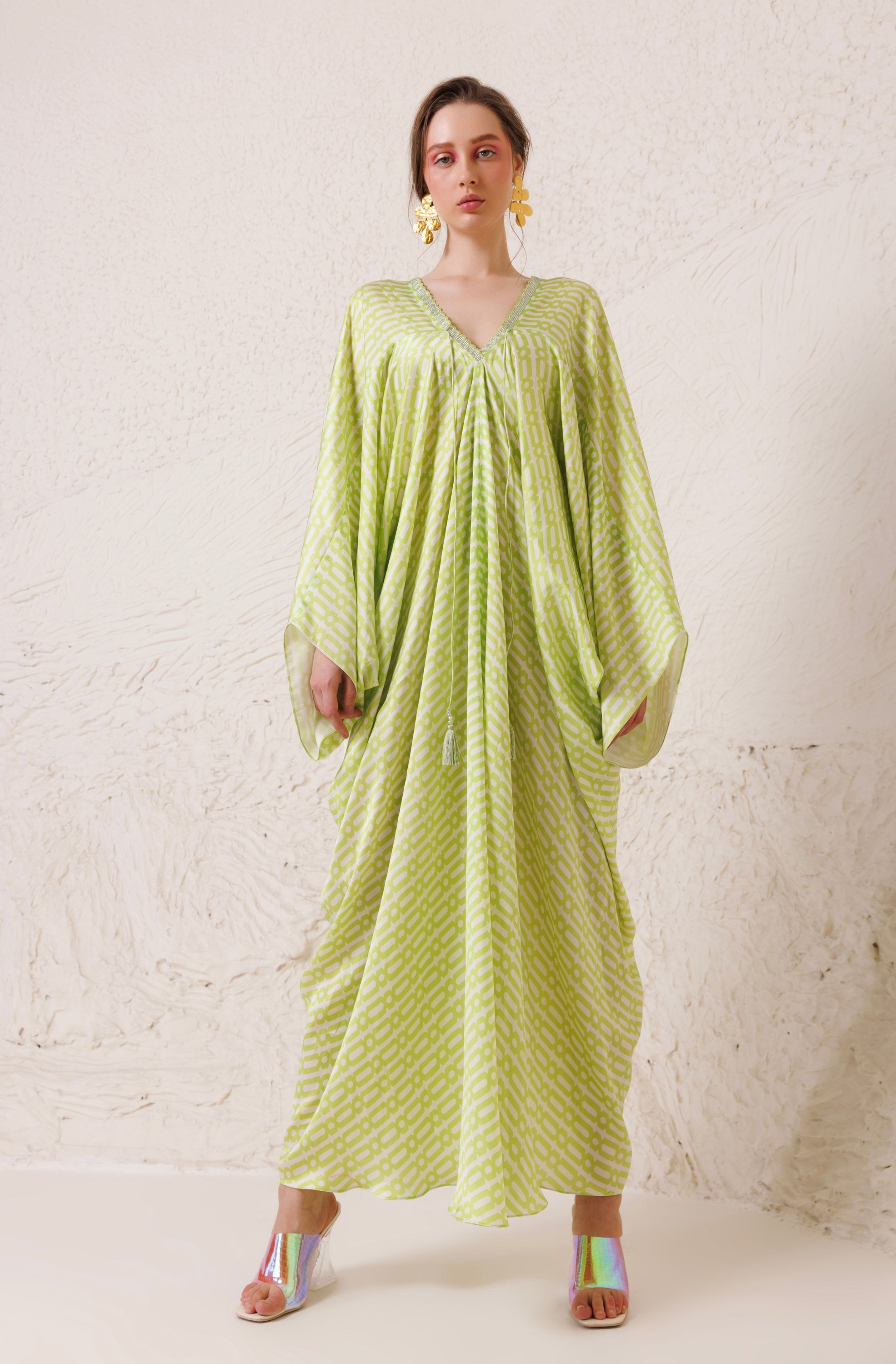 CY Chhaya Mehrotra Lush Green Kaftan Front 1