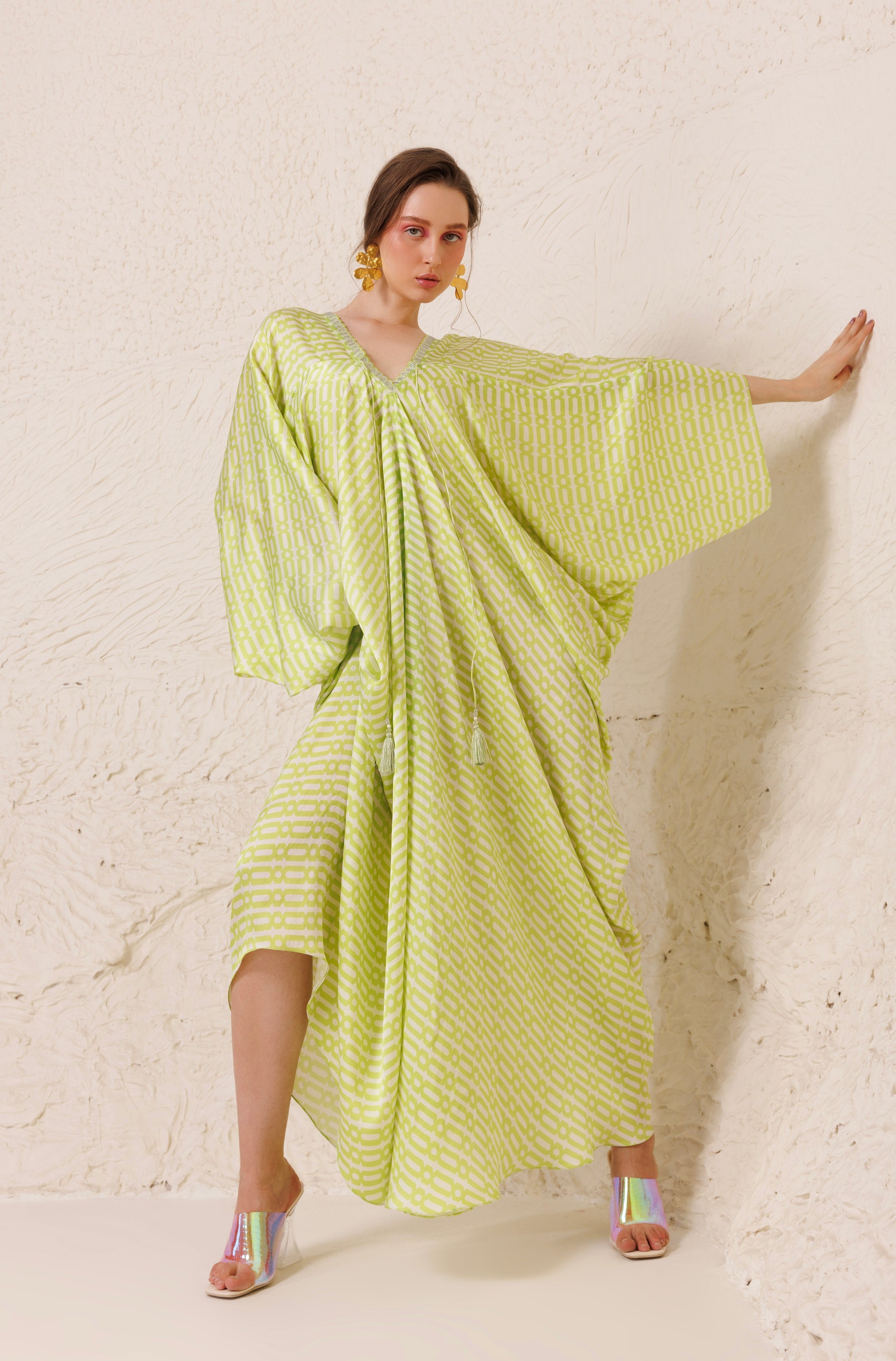 CY Chhaya Mehrotra Lush Green Kaftan Front 2