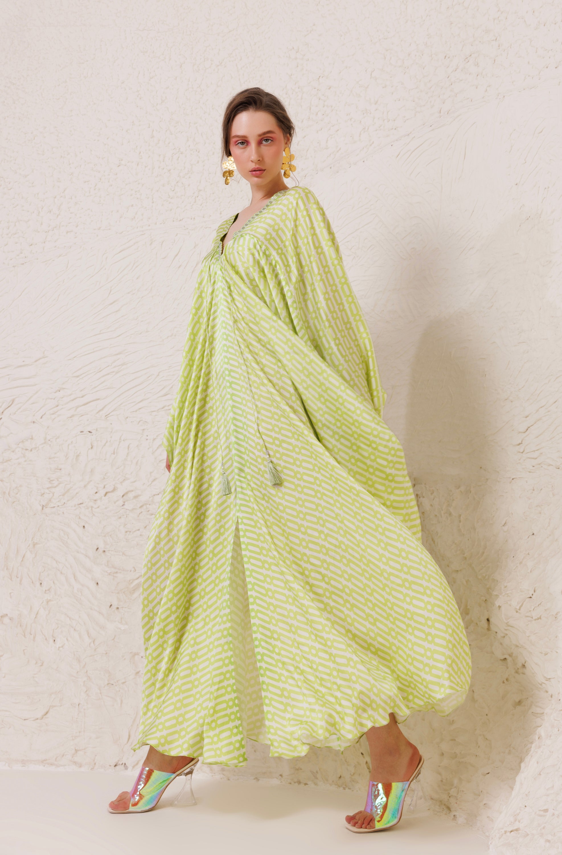 CY Chhaya Mehrotra Lush Green Kaftan Side 1