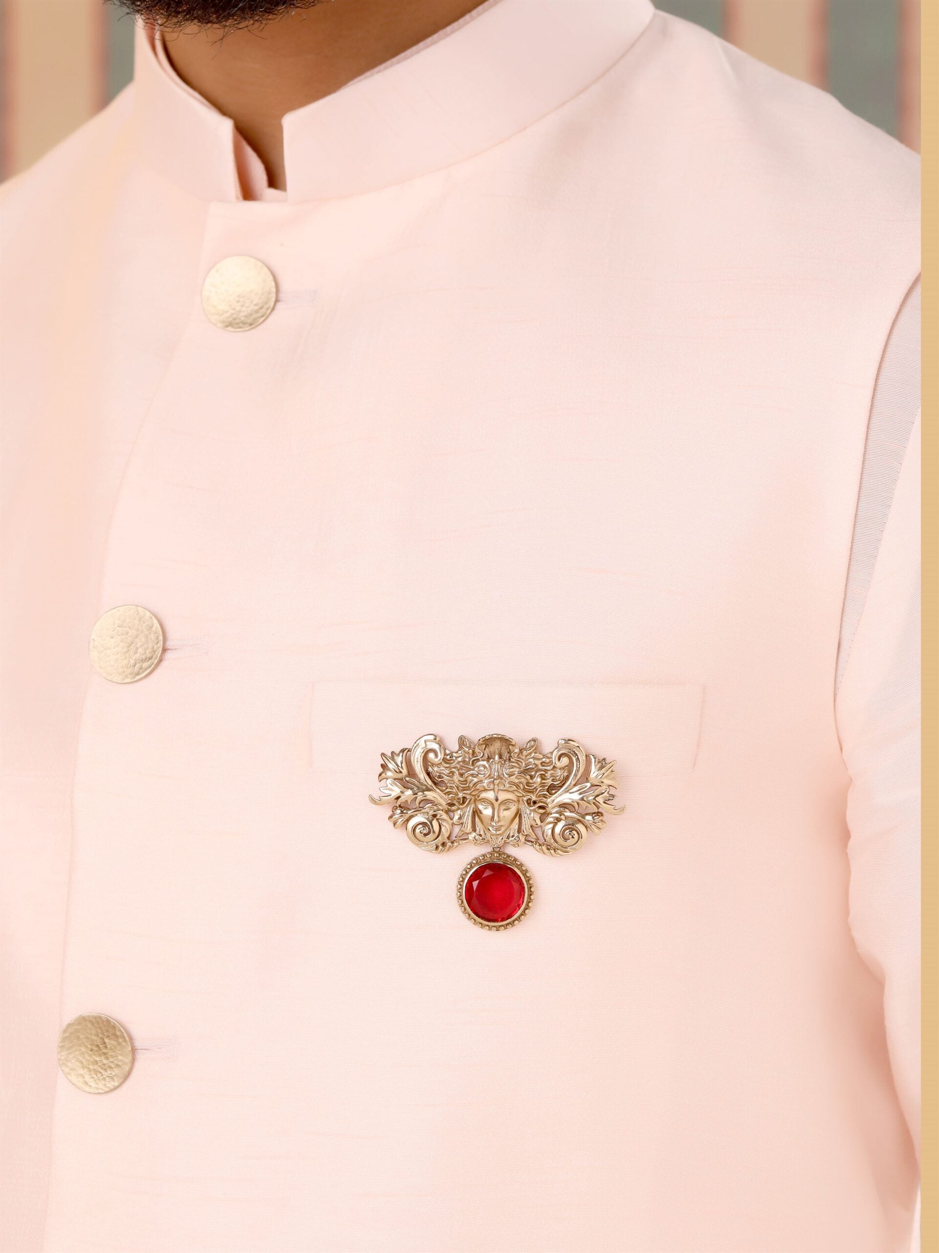 CY Cosa Nostraa Medusa Red Brooch Closeup 1