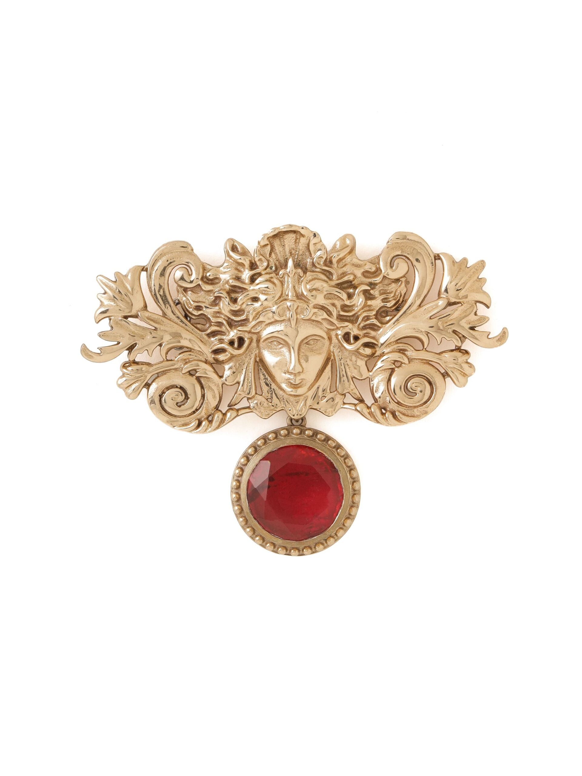 CY Cosa Nostraa Medusa Red Brooch Front 2