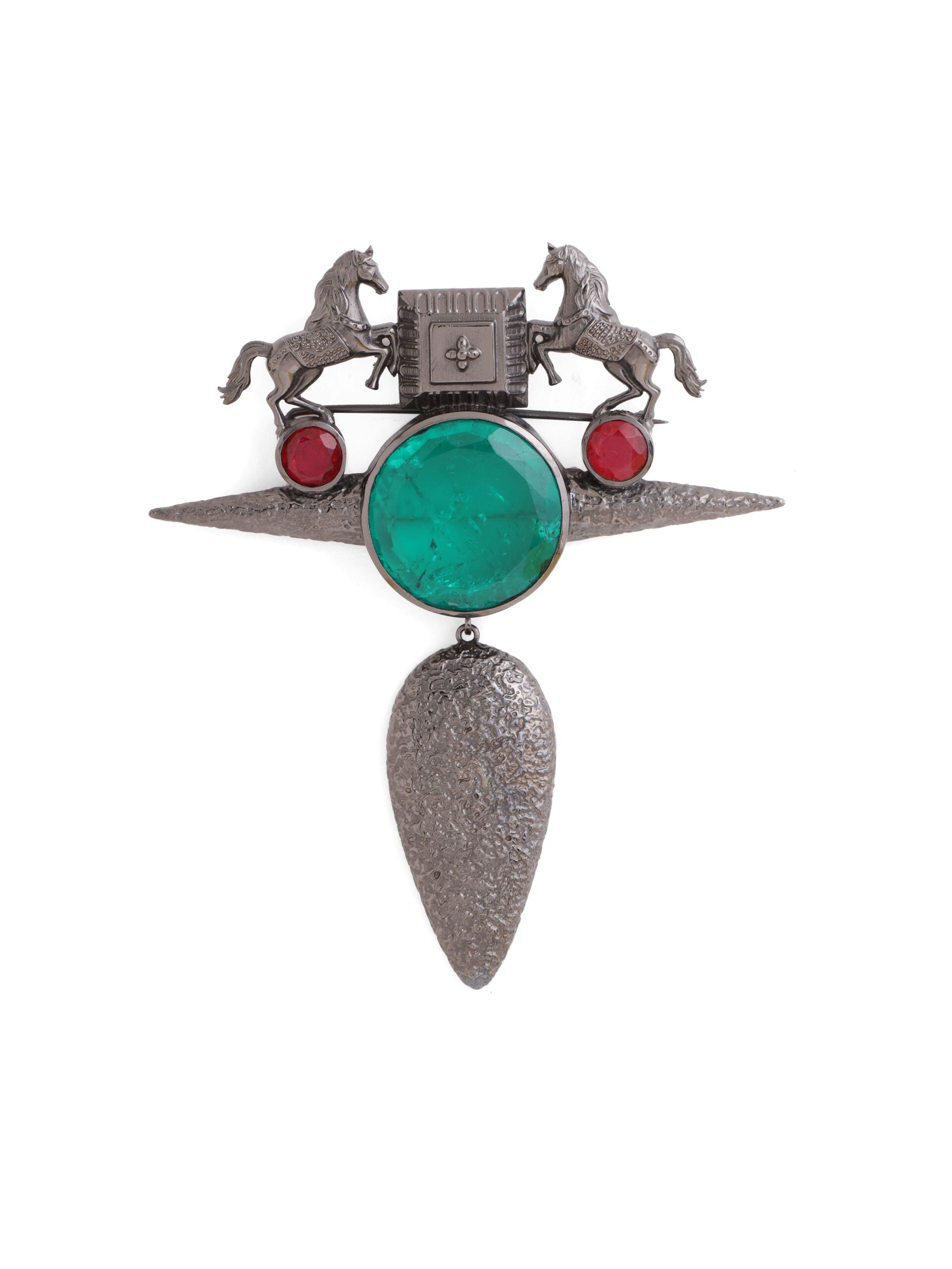 CY Cosa Nostraa Sawaar-e-Shaan Green Brooch Front 2