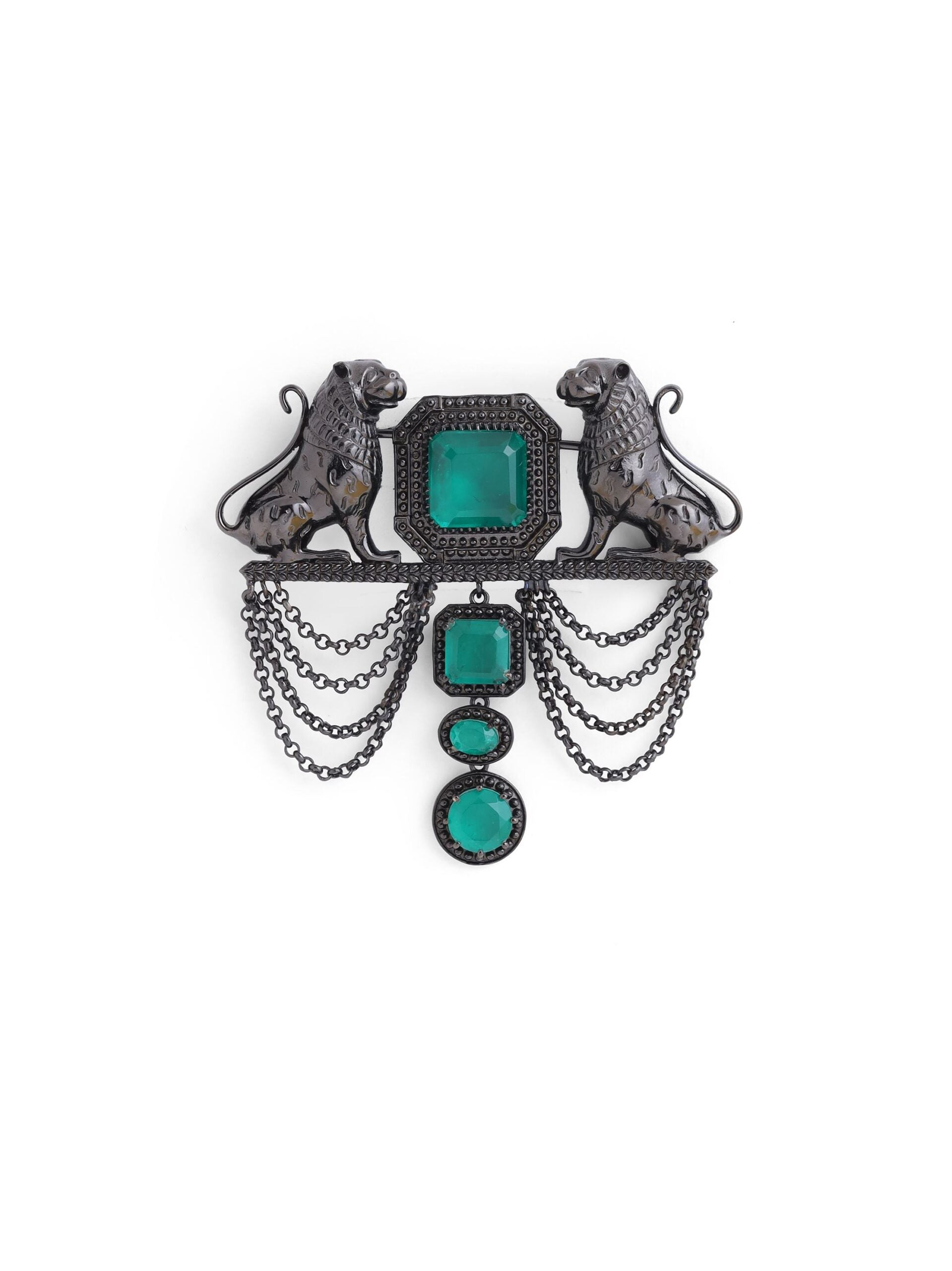 CY Cosa Nostraa Sher-e-Shaan Green Brooch Front 3