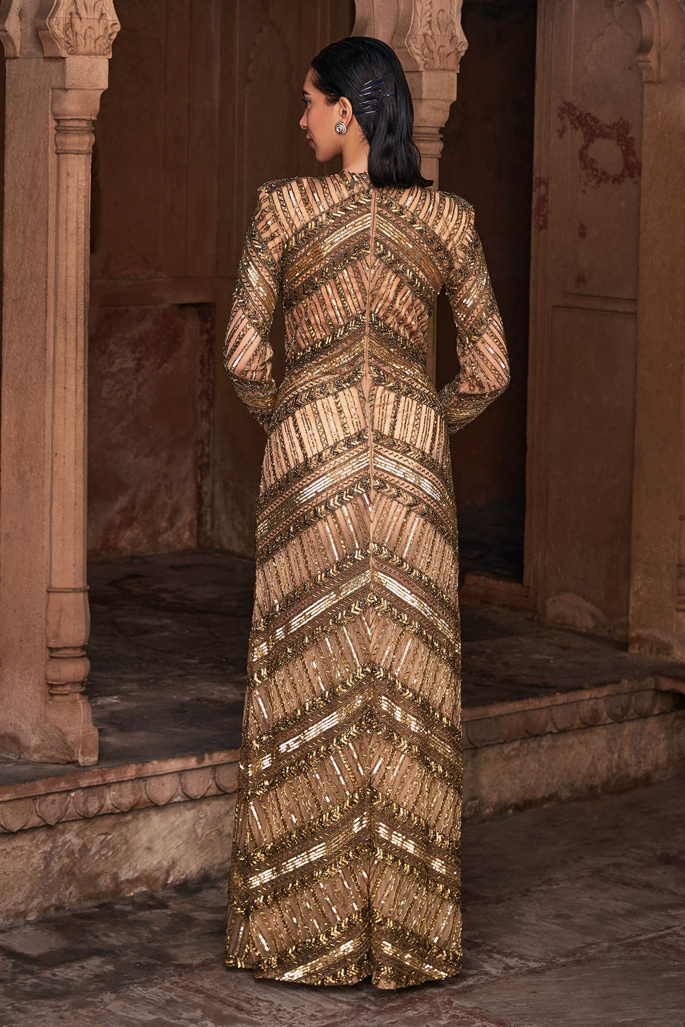 Metallic Gold Embroidered Gown