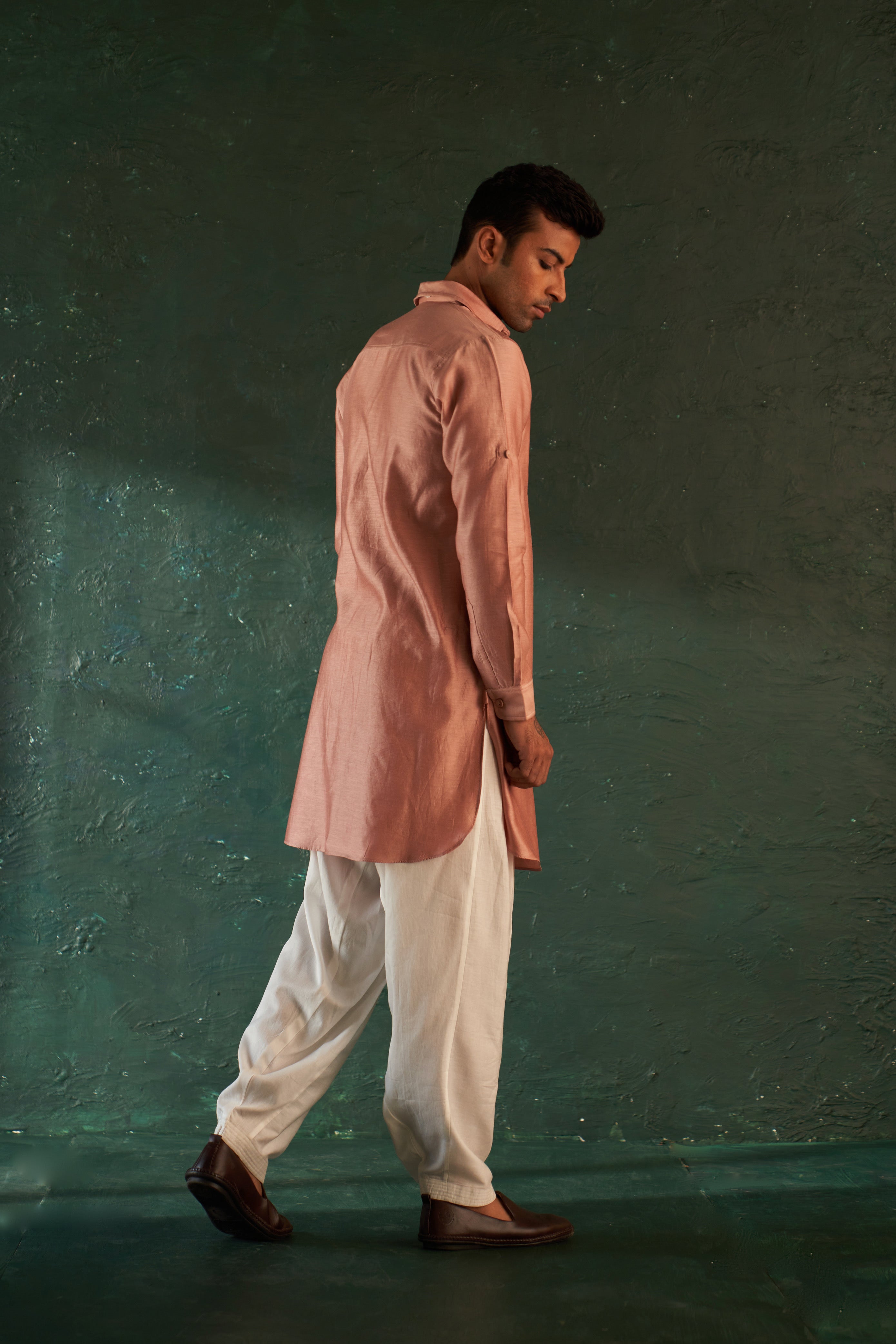 CY Charkhee Old Rose Pathani Kurta With Salwar Back 1