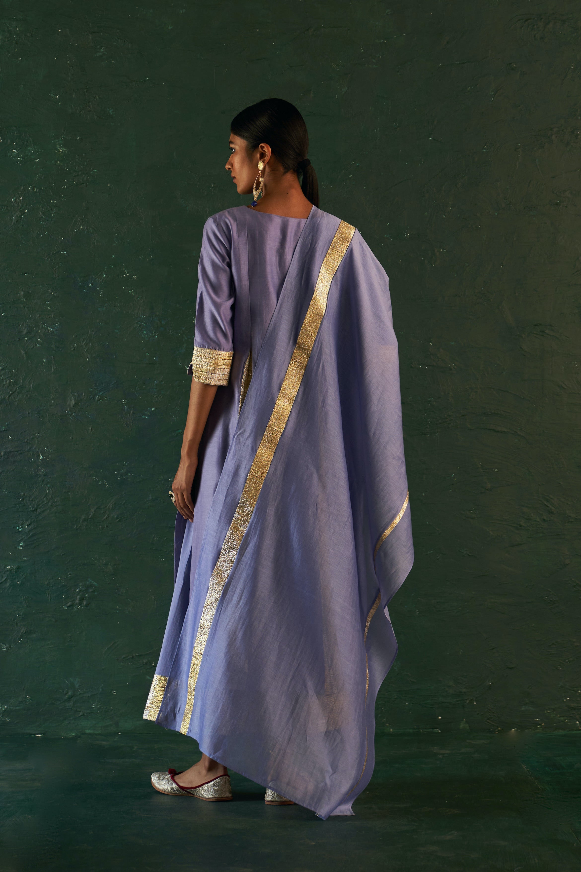 CY Charkhee Lavender Chanderi Kurta Front 5