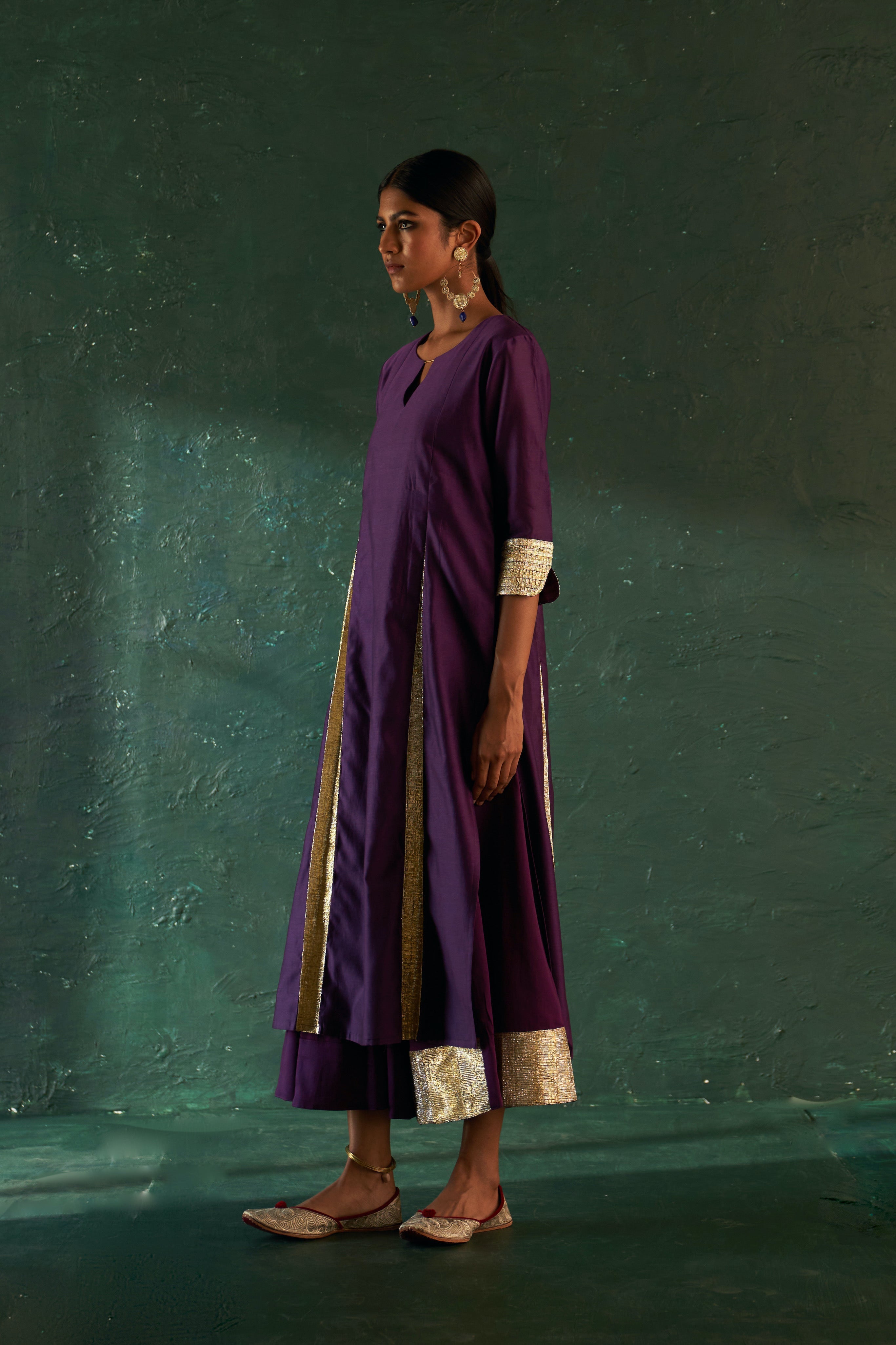 CY Charkhee Purple Chanderi Kurta Side 3